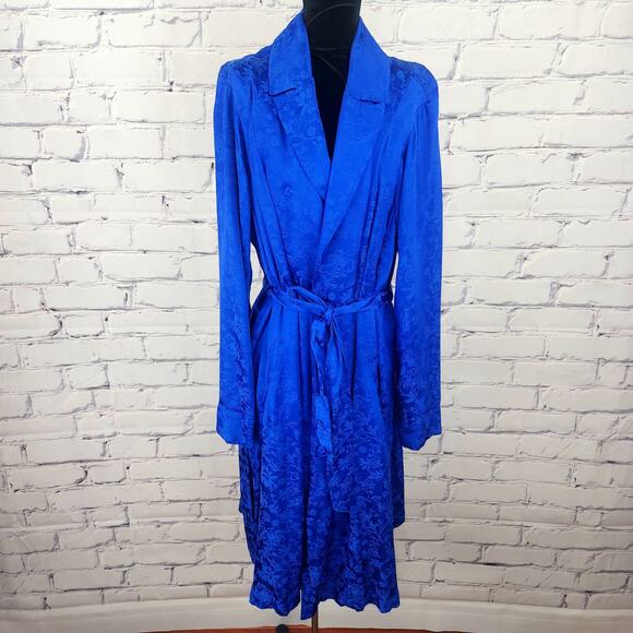 Torrid Jackets & Blazers - Torrid Floral Jacquard Trench Jacket Coat Womens Plus 2X Blue Elegant Holiday